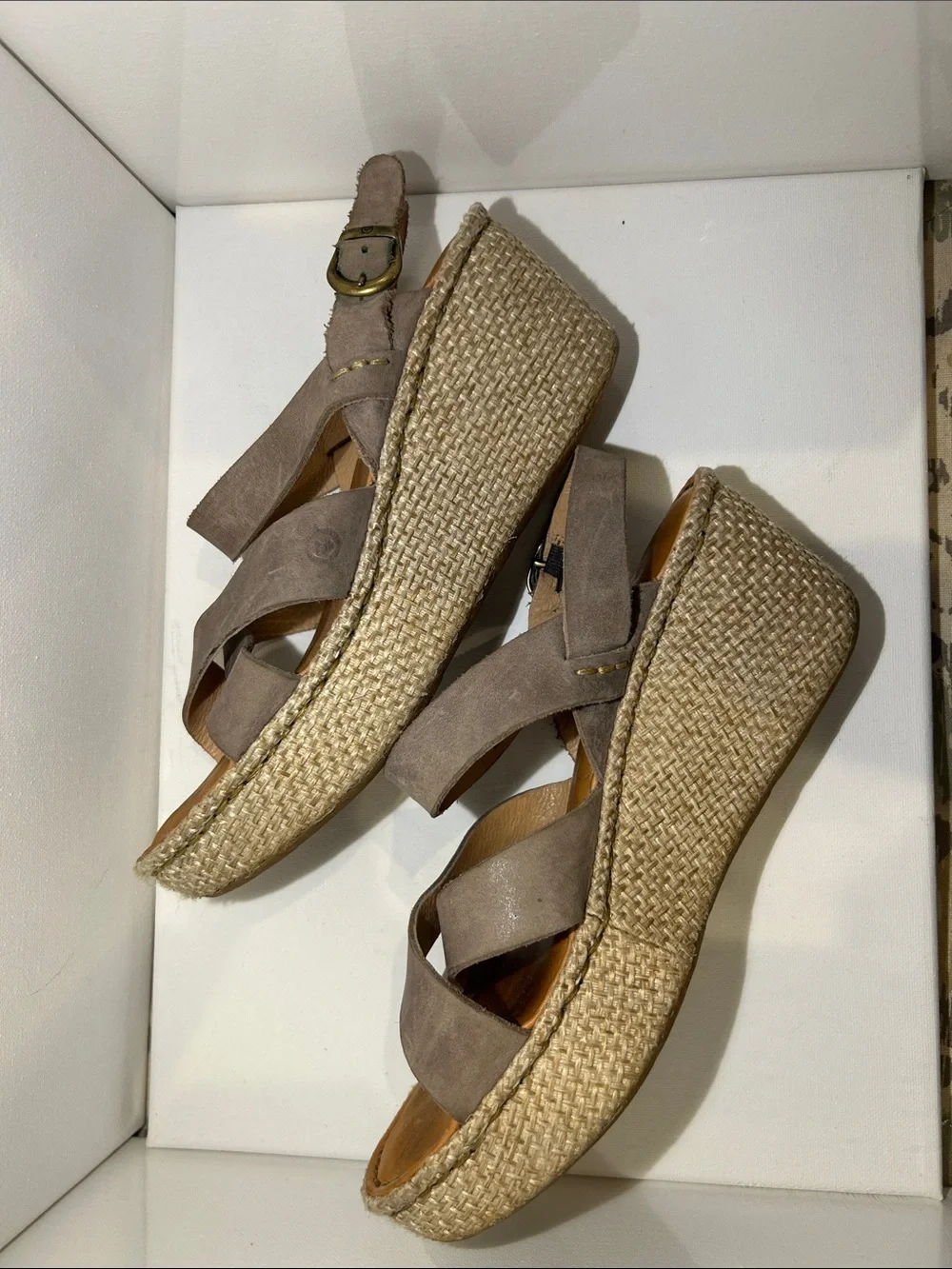 Born Taupe Cross-Over‎ Espadrille Sandals